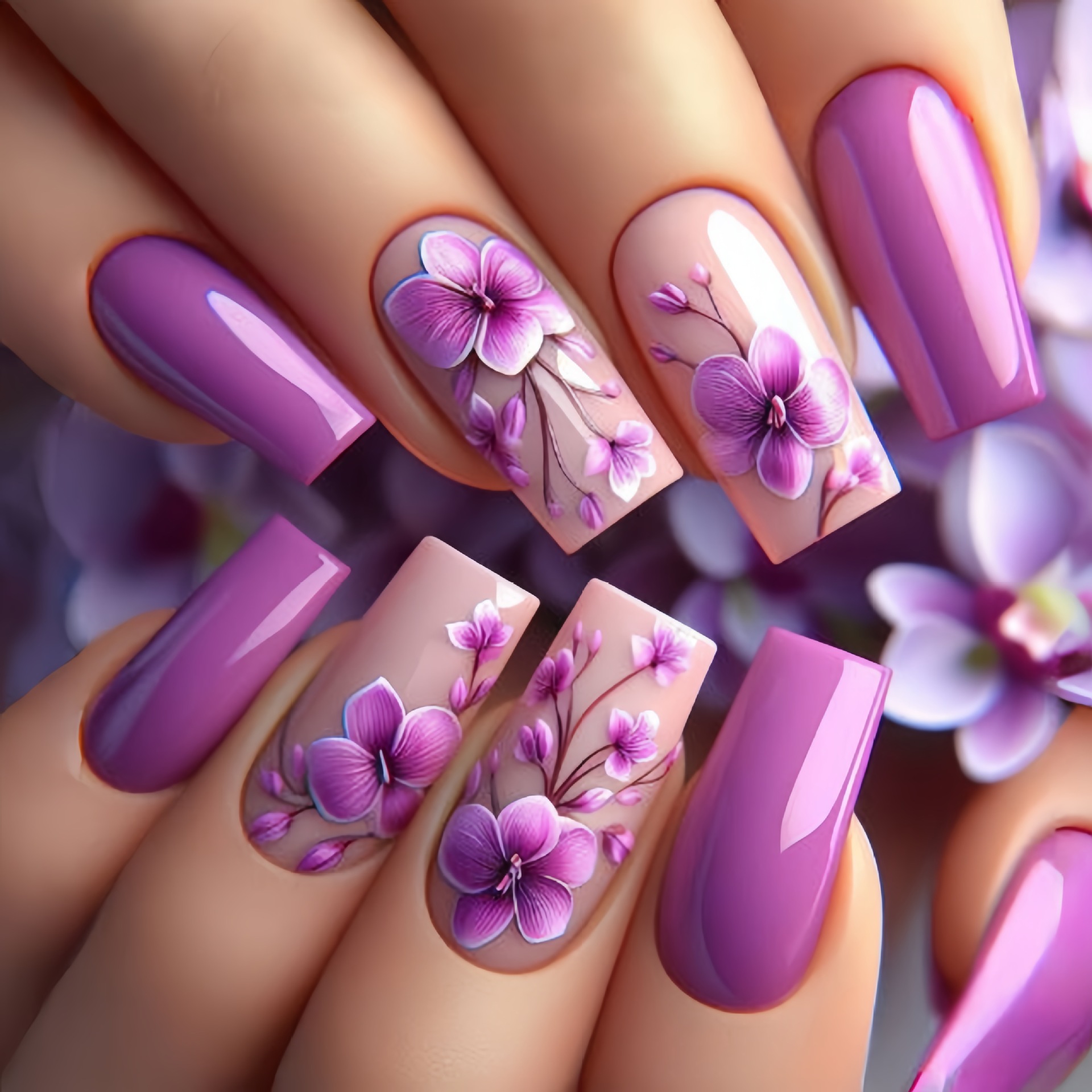24pcs/set Medium long fake nai - Pressed Flower Art recensie en prijs