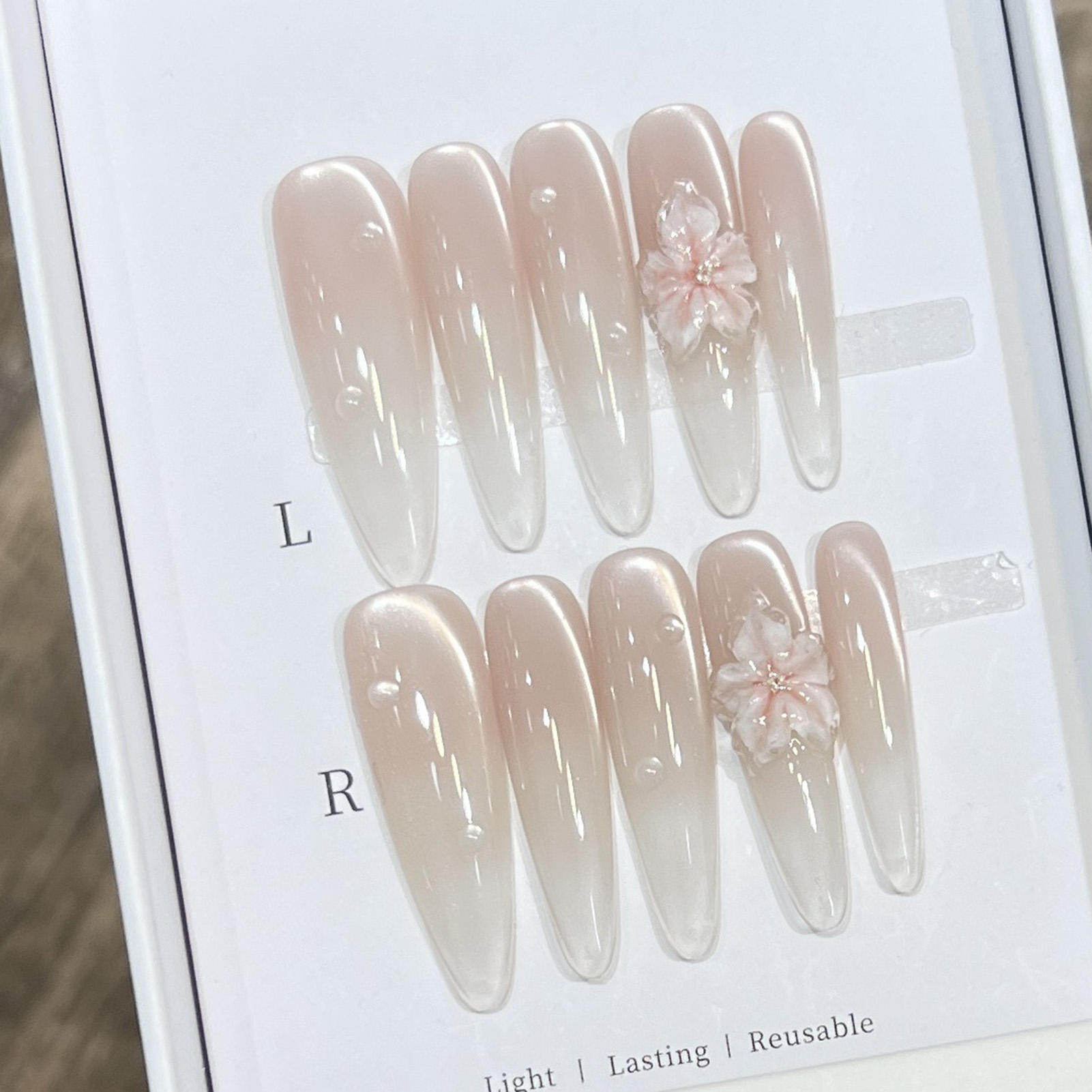 10pcs Long Almond Fake Nails T - Pressed Flower Art recensie en prijs