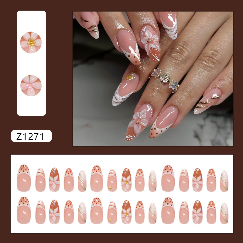 Almond Press On Nails Nude Pol - Pressed Flower Art recensie en prijs