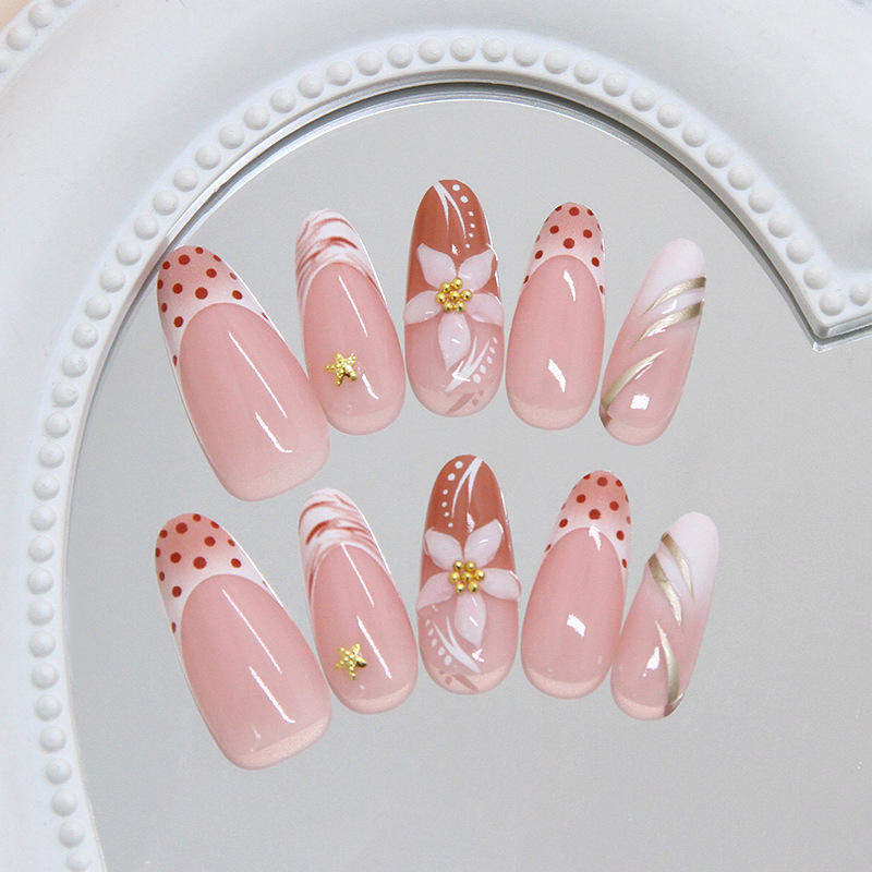 Almond Press On Nails Nude Pol - Pressed Flower Art recensie en prijs