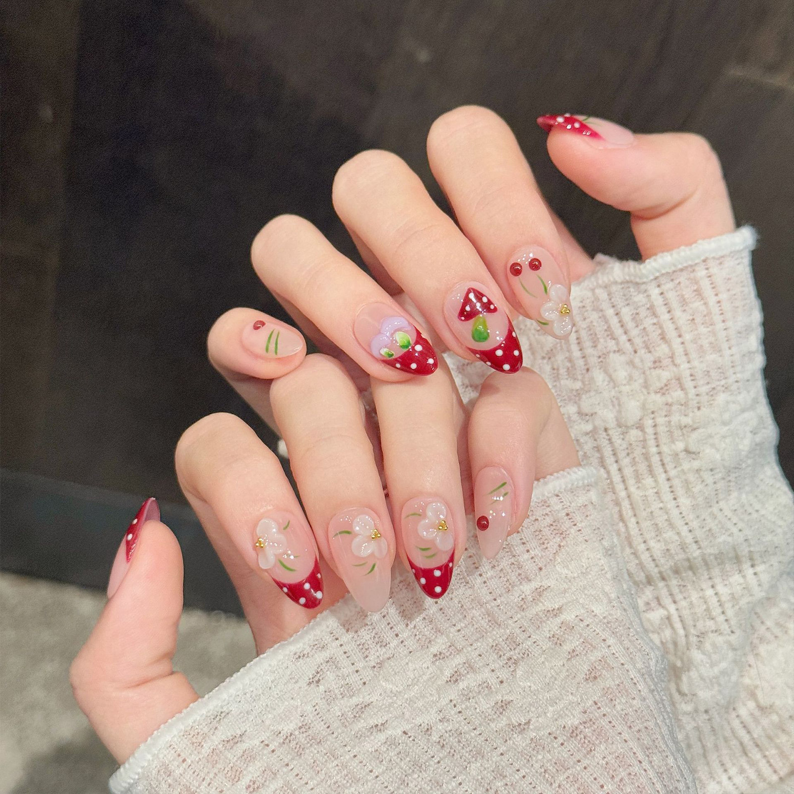 10Pcs Red White Polka Dot Desi - Pressed Flower Art recensie en prijs
