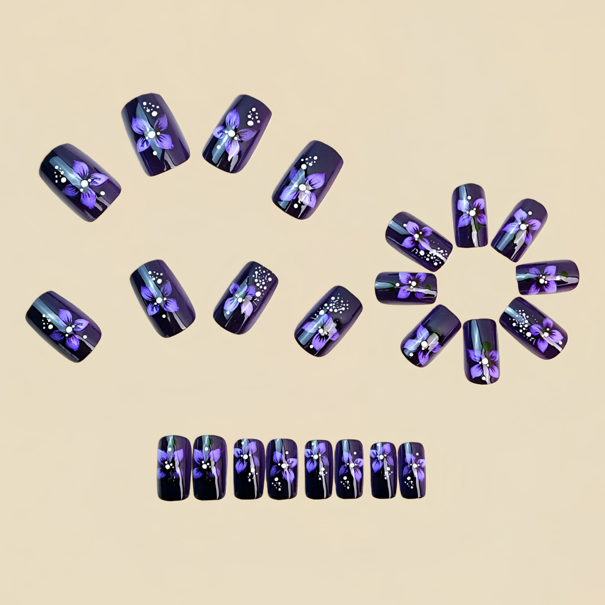 Medium square fake nails for w - Pressed Flower Art recensie en prijs