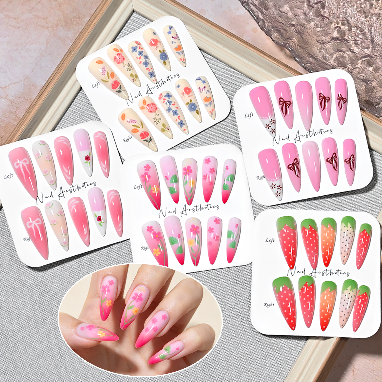 120Pcs Long Almond Press On Na - Pressed Flower Art recensie en prijs