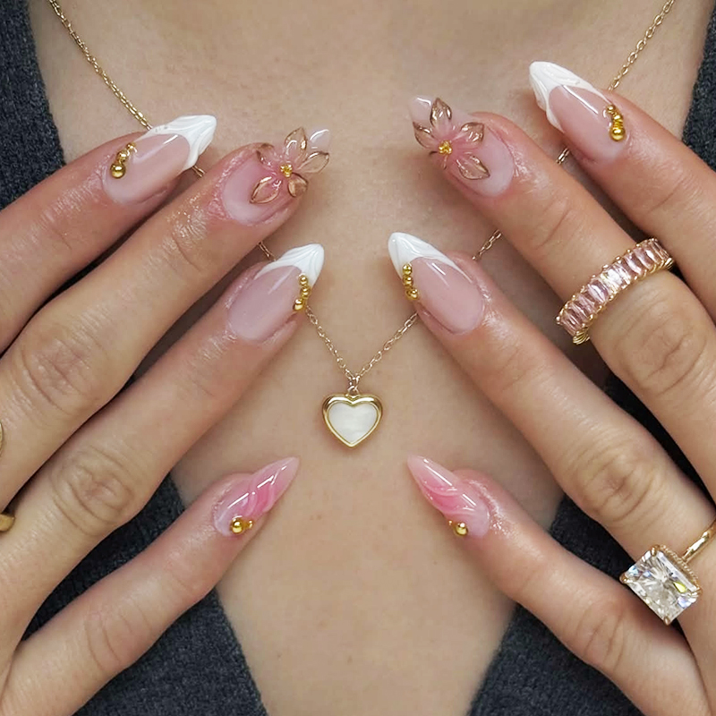 24pcs Almond Press On Nails ti - Pressed Flower Art recensie en prijs
