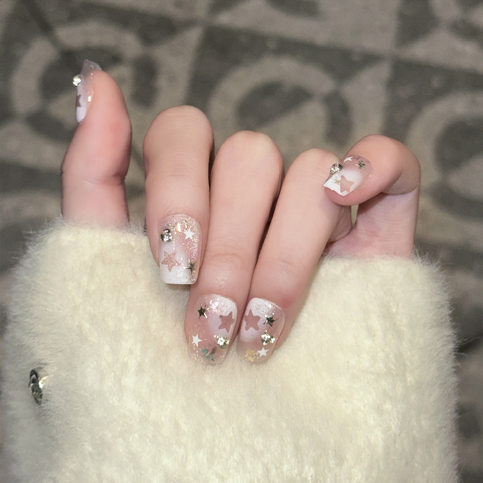 10PCS Short Square Fake Nails  - Pressed Flower Art recensie en prijs