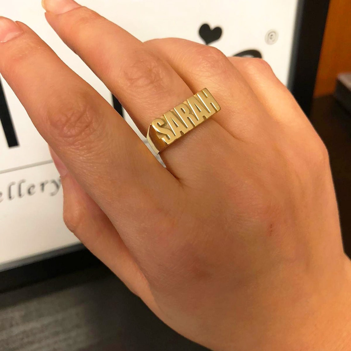 Custom Gold Gothic Rings for M - Initial Ring Custom recensie en prijs