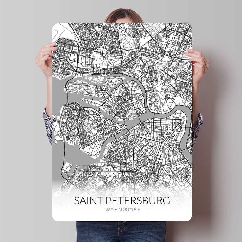 Saint Petersburg White Map Tin - Custom Map Poster recensie en prijs