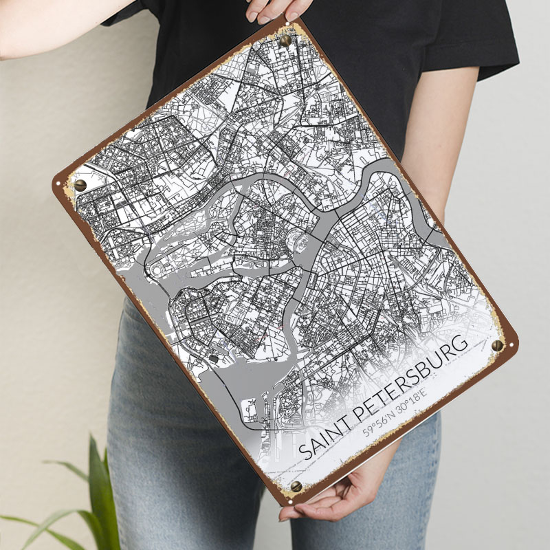 Saint Petersburg White Map Tin - Custom Map Poster recensie en prijs