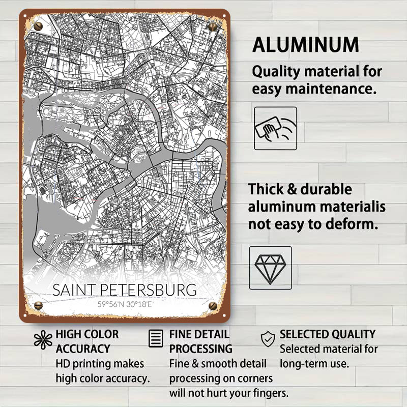 Saint Petersburg White Map Tin - Custom Map Poster recensie en prijs