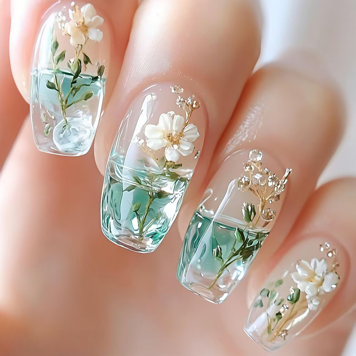 Medium fake nails for women gi - Pressed Flower Art recensie en prijs